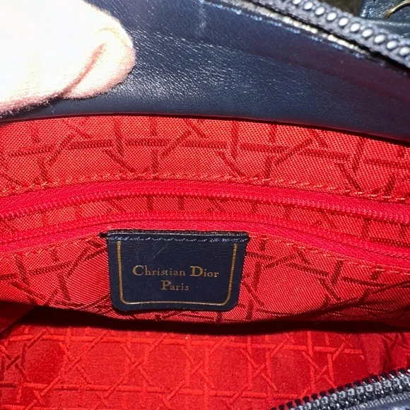 Christian Dior Lady Dior 2 Way Tote Bag Navy - Picture 6 of 14